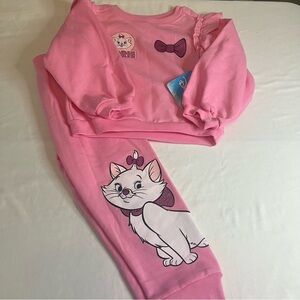 Disney The Aristocats Marie Graphic Pink  Sweat Set for Girls NWT